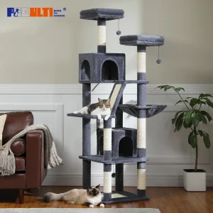 Multi-Level Cat Tree with Scratching Posts, Cozy Condo, Hammock, Large Cat Tower for Indoor Cats, Cat Scratching Board, Cat Toys